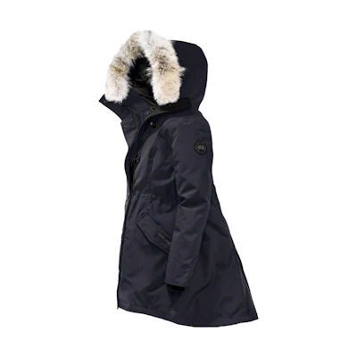 (Women) Canada Goose Rossclair Parka Navy/Black Detachable Fur Hood Black Label. 2580LB-67