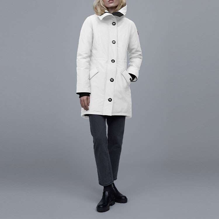 Lookbook (W) 加拿大鹅Rossclair派克大衣冬季防水羽绒服白色。 2580L-433