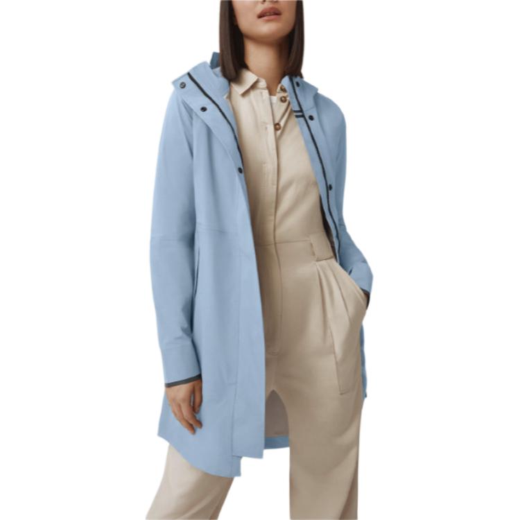 (Women) Canada Goose Salida  Waterproof Slim-Fit Hooded Rain Jacket Dawn Blue. 5608L-854