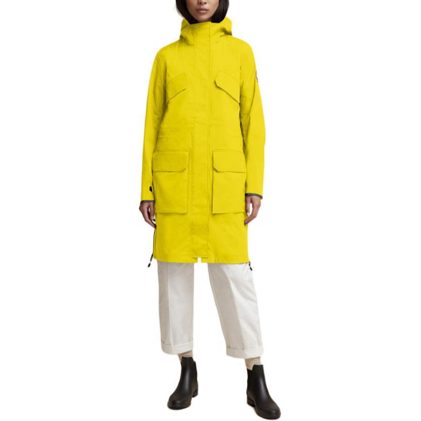 (Women) Canada Goose Seaboard Yellow Waterproof Hooded Long Jacket 5607LA-860