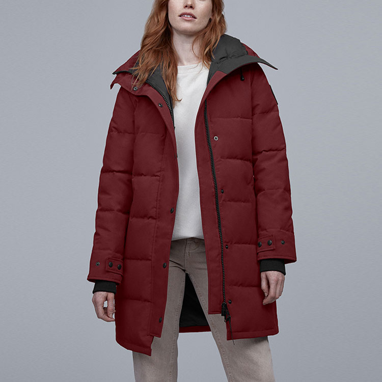 Shop (W) 加拿大鹅Shelburne Black Label酒红色长款羽绒服 3802LB-317