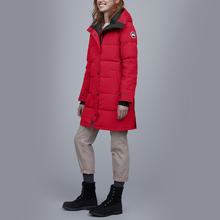 Purchase (W) 加拿大鹅 Shelburne 红标红色连帽长款羽绒服 3802L-11