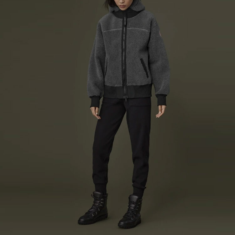 Lookbook (W) 加拿大鵝Simcoe Fleece Teddy拉鍊連帽外套女款灰色 7016L-699