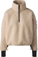 (Women) Canada Goose Simcoe FW24 Half-Zip Logo Sweater Light Beige 7057W-950 (Women) Canada Goose Simcoe FW24 Half-Zip Logo Sweater Light Beige 7057W-950