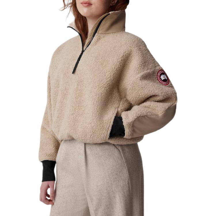 Lookbook (W) カナダグース シムコ FW24 ハーフジップ ロゴセーター ライトベージュ 7057W-950