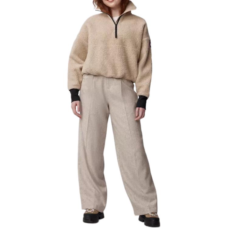 Shop (W) カナダグース シムコ FW24 ハーフジップ ロゴセーター ライトベージュ 7057W-950