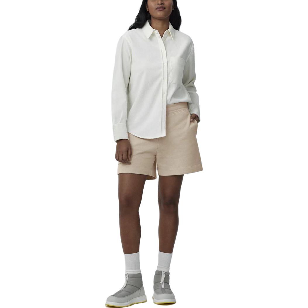 Lookbook (Women) Canada Goose Solid Color Relaxed Fit Shorts Sand Dune Tan 7407W-1283