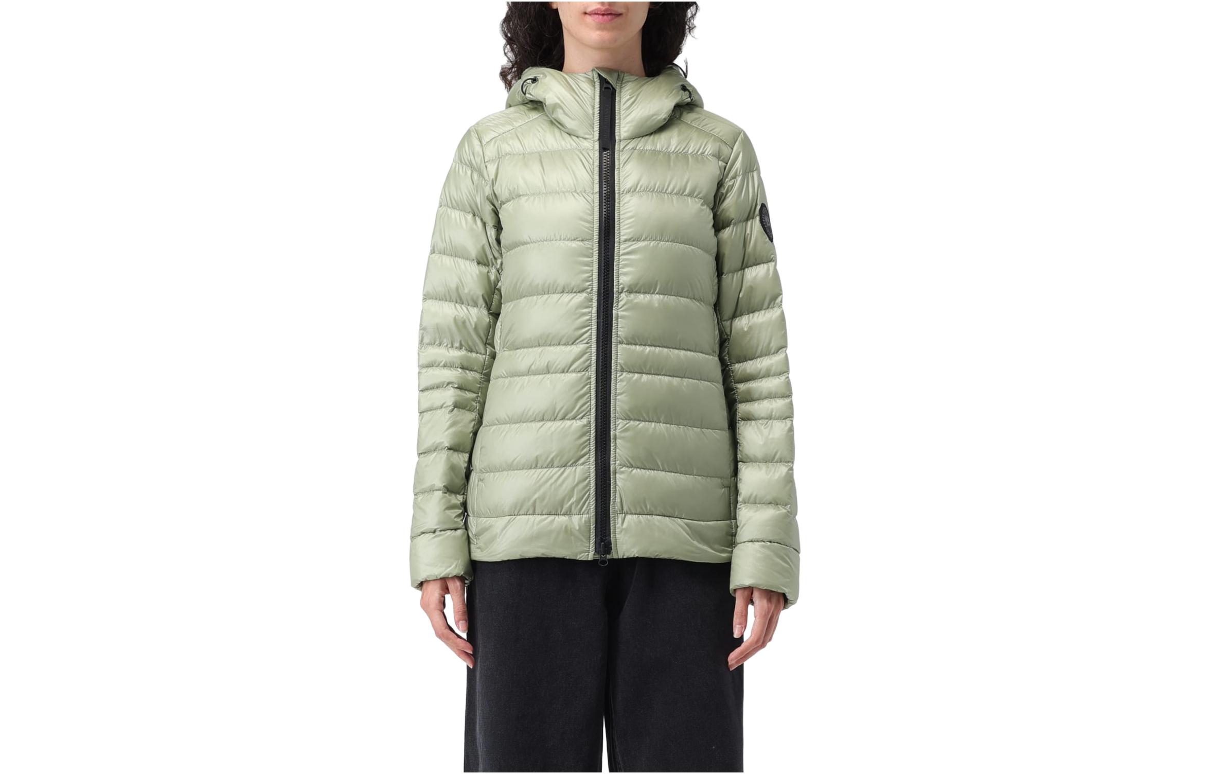 Order (W) 加拿大鹅纯色拉链连帽羽绒服绿色 2242WB-1481