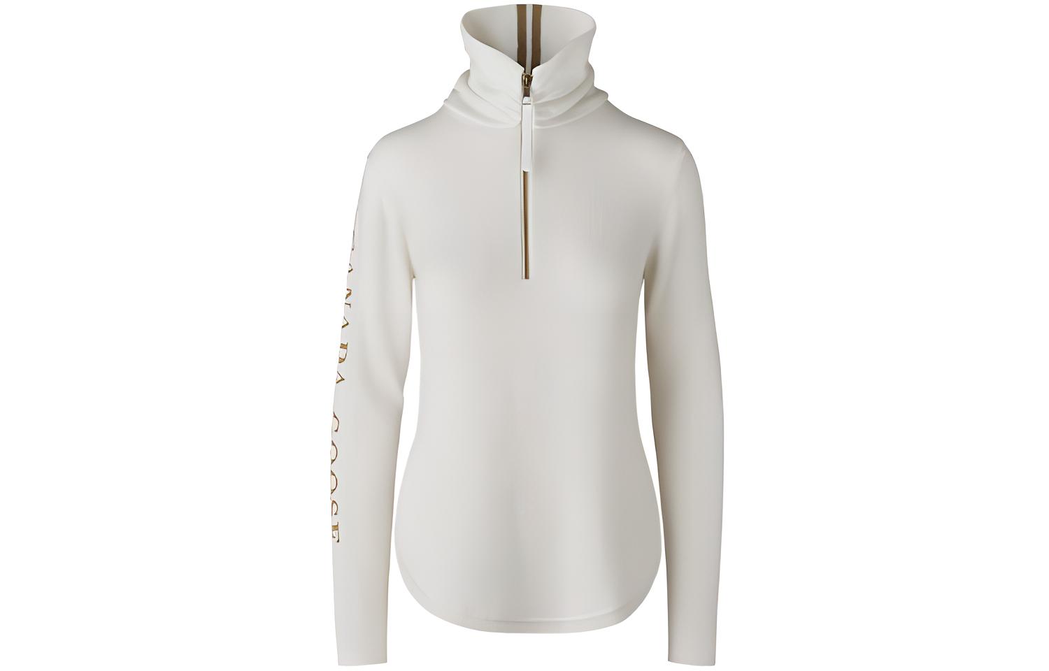 (Women) Canada Goose SS22 Fairhaven 1/4 Zip Reflective Wool Sweater  White 7027L-467