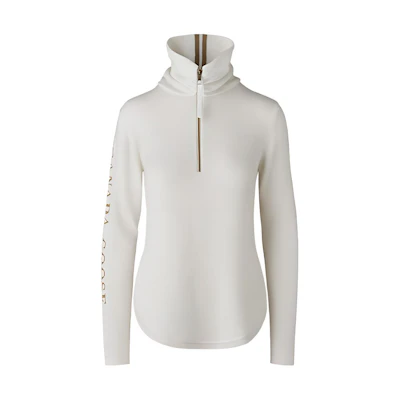 (Women) Canada Goose SS22 Fairhaven 1/4 Zip Reflective Wool Sweater White 7027L-467