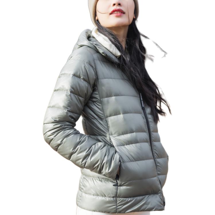 Cheap (W) 加拿大鹅 SS23 绿色轻型短款羽绒夹克带标志补丁。 2242W-852