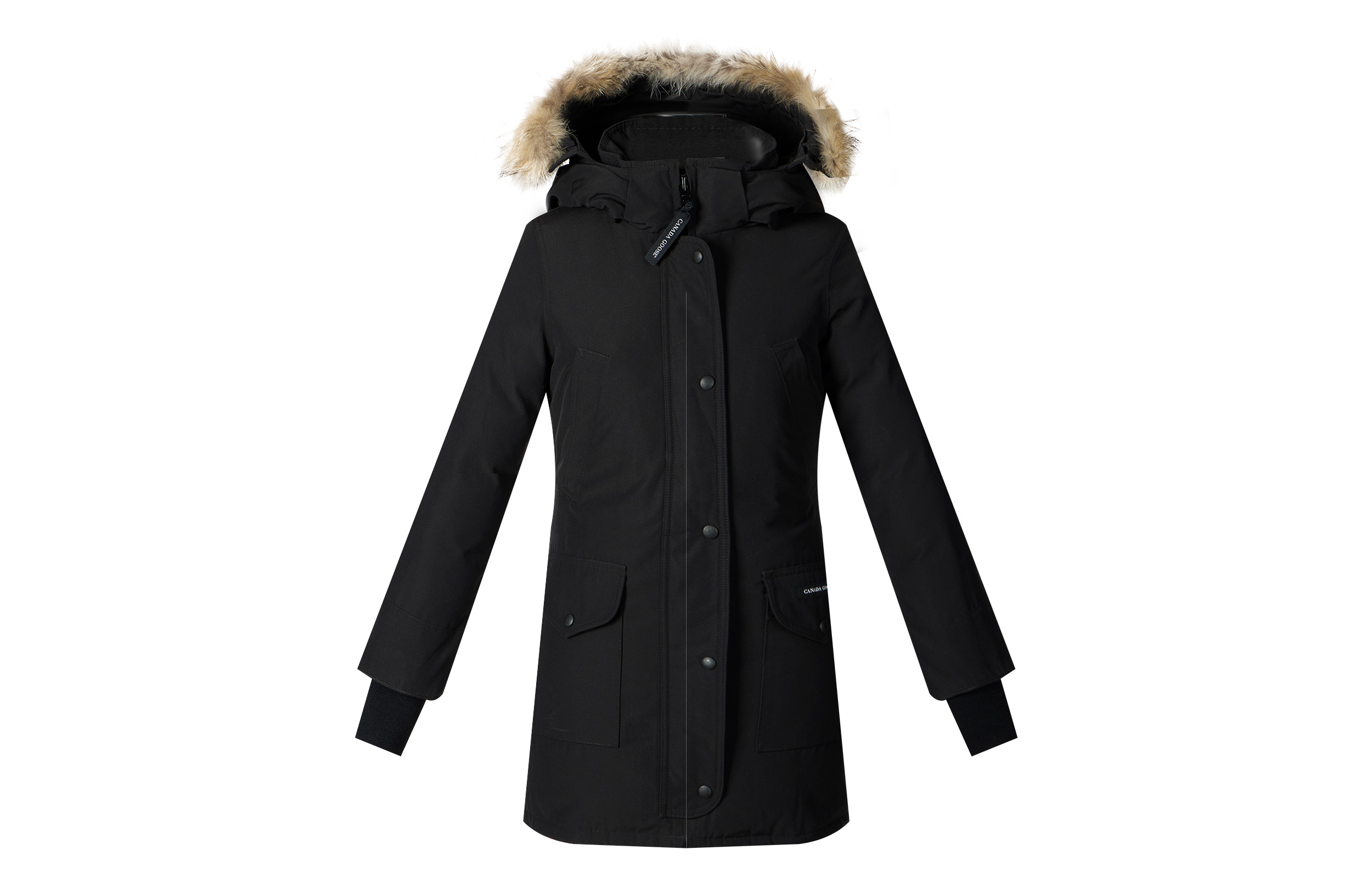 (Women) Canada Goose Trillium Black Long Parka, Red Label, Windproof Winter Coat 6660LA-61