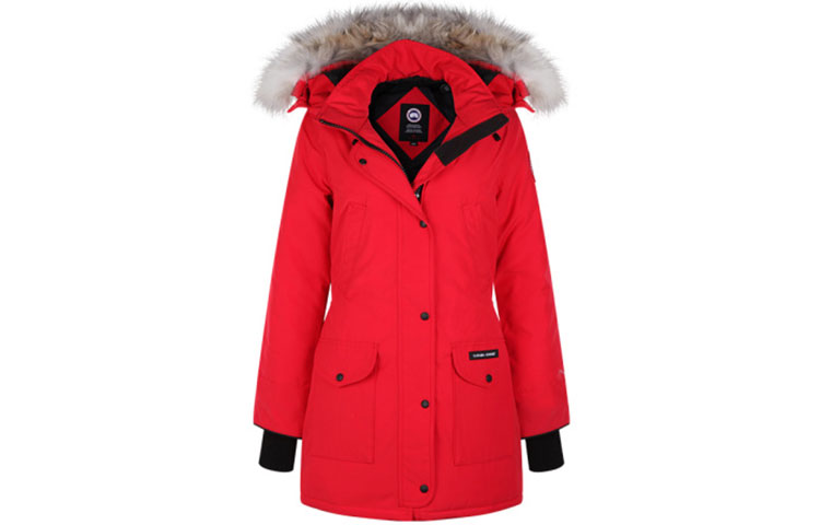 (Women) Canada Goose Trillium Red Hooded Parka Winter Jacket, Windproof & Waterproof 6660L-11