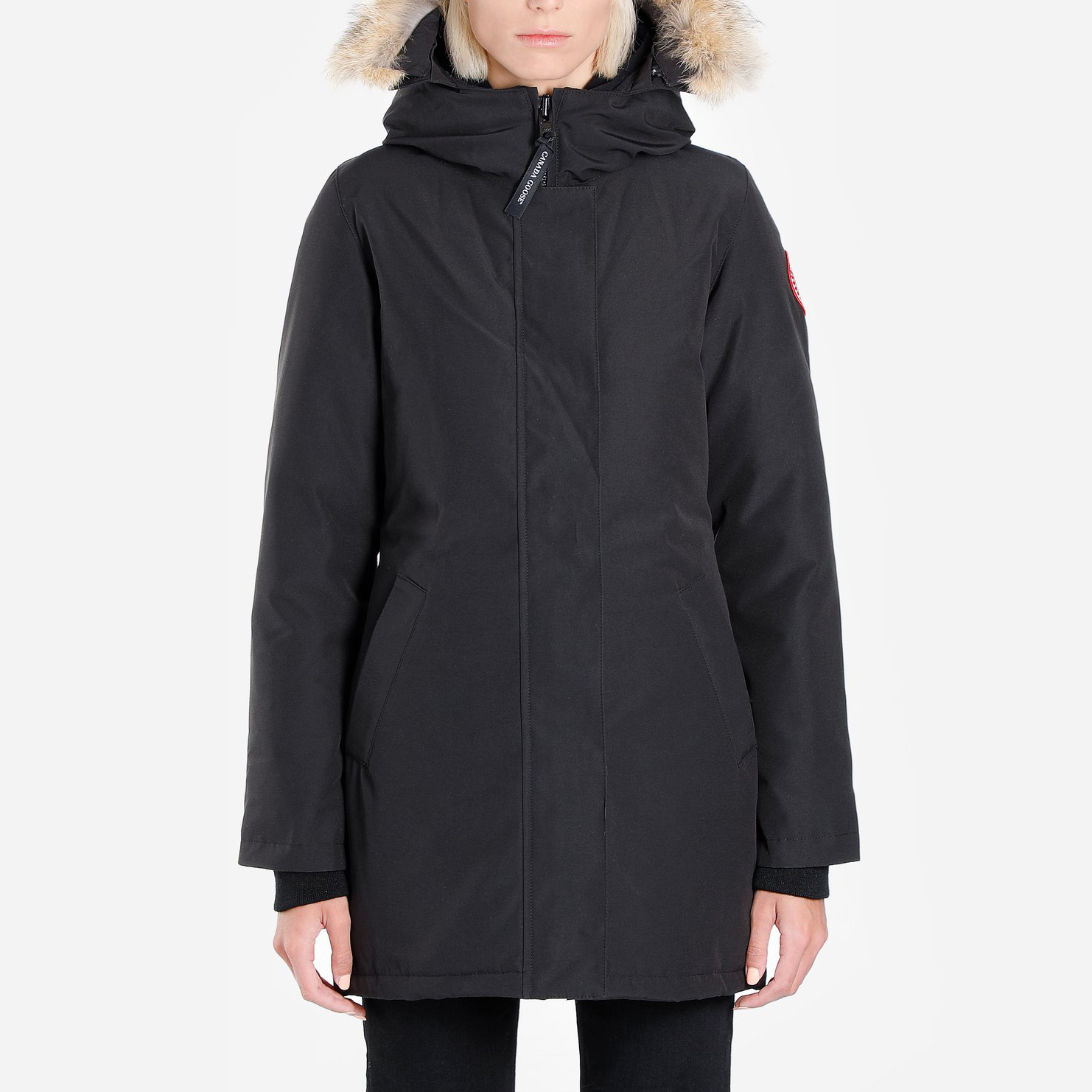 Shop (W) Canada Goose Victoria Series Red Label Down Parka Hitam 3037L-61