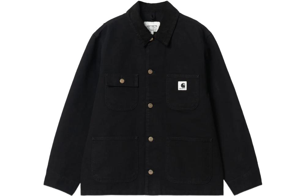(Women) Carhartt WIP  Black Denim Jacket with Minimal Logo Print. I031570-00E-02