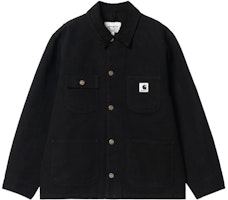 (Women) Carhartt WIP Black Denim Jacket with Minimal Logo Print. I031570-00E-02 (Women) Carhartt WIP Black Denim Jacket with Minimal Logo Print. I031570-00E-02