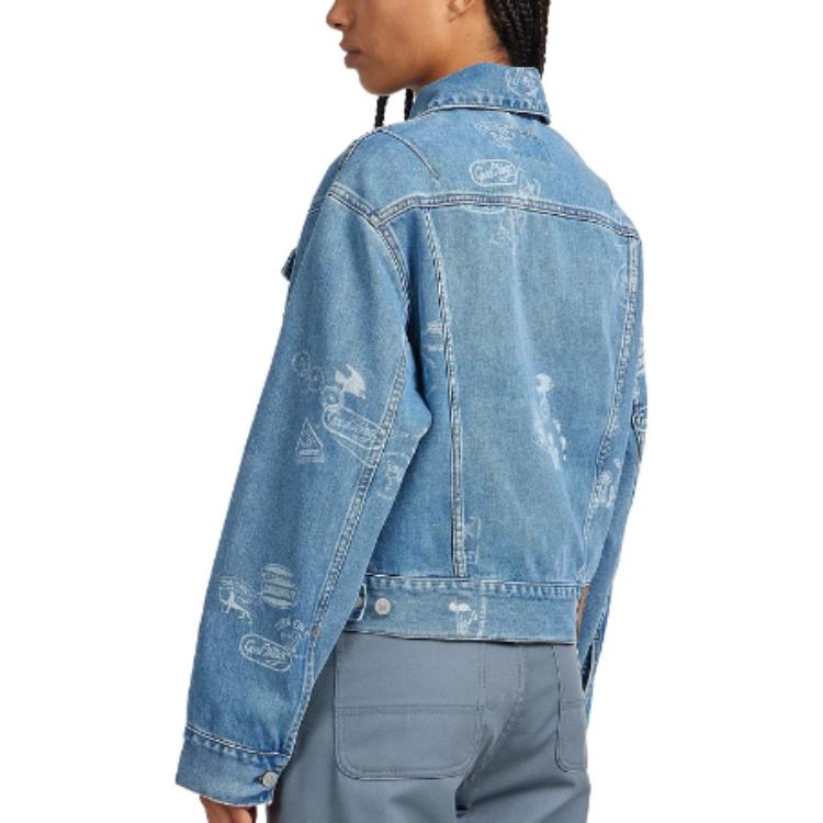 (Women) Carhartt WIP  Blue Letter Print Collared Short Jacket. I033744-2LN-35 圖 4