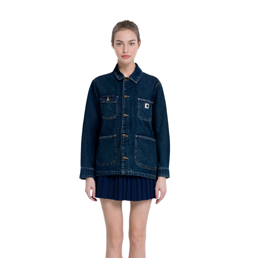 Cheap (Women) Carhartt WIP  Blue Loose Fit Multi-Pocket Denim Jacket. I031923-01-06