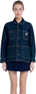 (Women) Carhartt WIP Blue Loose Fit Multi-Pocket Denim Jacket. I031923-01-06 Cheap (Women) Carhartt WIP Blue Loose Fit Multi-Pocket Denim Jacket. I031923-01-06