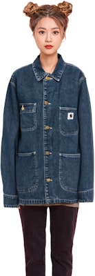 (Women) Carhartt WIP Blue Loose Fit Multi-Pocket Denim Jacket. I031923-01-06 1