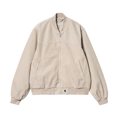 (Women) Carhartt WIP OG Santa Fe Bomber Beige Jacket - SS24 Baseball Collar Design. I033154-1YC-4J
