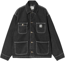 (Women) Carhartt WIP Washed Black Denim Jacket - Button-Up, Long Sleeve. I031923-89-06 (Women) Carhartt WIP Washed Black Denim Jacket - Button-Up, Long Sleeve. I031923-89-06