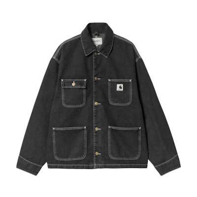 (Women) Carhartt WIP Washed Black Denim Jacket - Button-Up, Long Sleeve. I031923-89-06