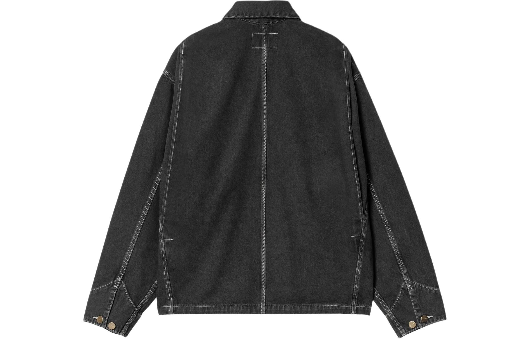 Lookbook (W) Carhartt WIP Jaket Denim Hitam Washed - Lengan Panjang, Kancing Depan. I031923-89-06