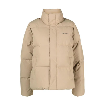 (Women) Carhartt WIP SS23 Beige High-Neck Logo Print Long-Sleeve Jacket. I030874-0GC-XX