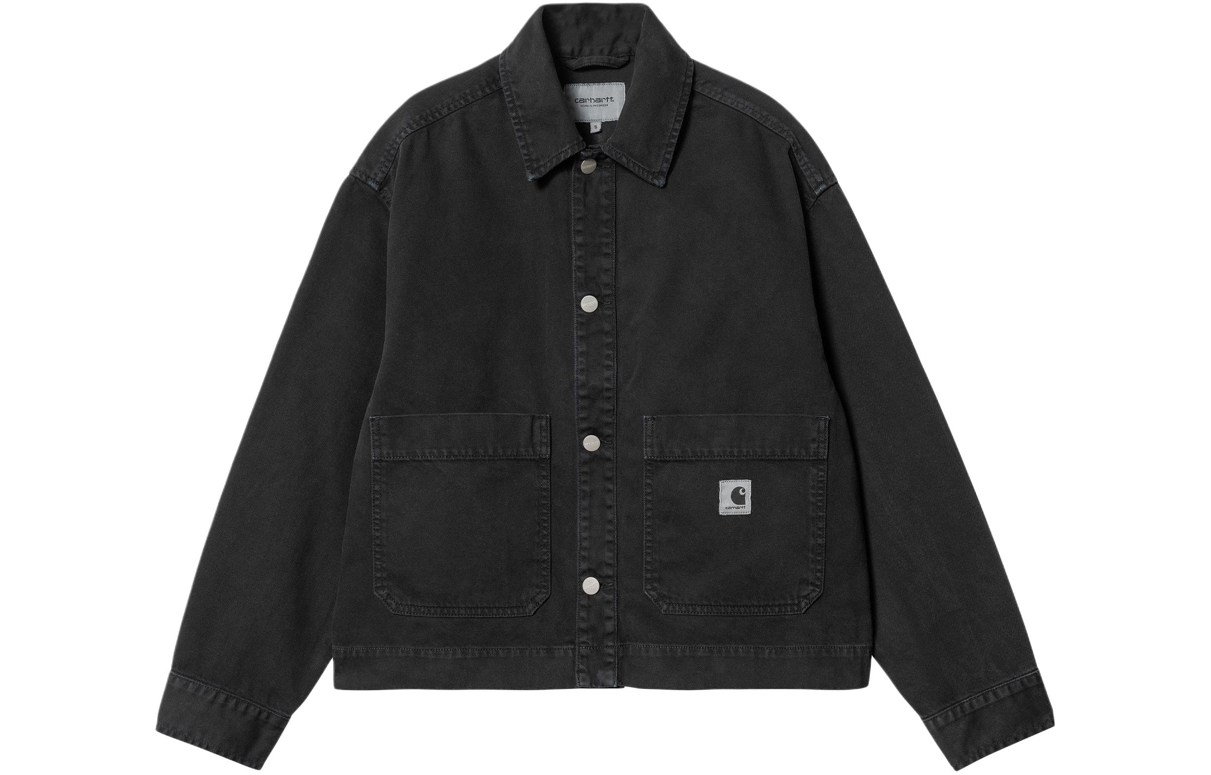 (Women) Carhartt WIP SS24  Garrison Jacket Black Long Sleeve Button-Up Coat. I033349-89-4J