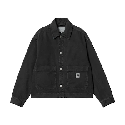 (Women) Carhartt WIP SS24 Garrison Jacket Black Long Sleeve Button-Up Coat. I033349-89-4J