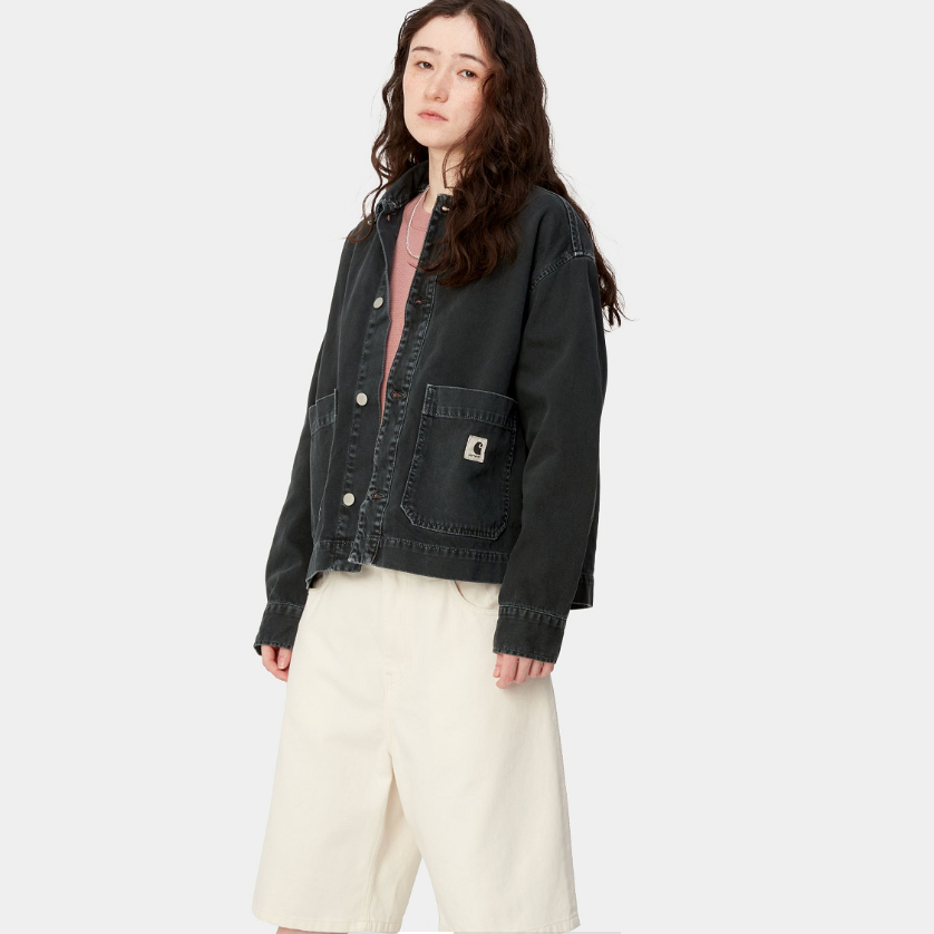 Details for (W) Carhartt WIP SS24 Garrison Chaqueta Negra Abrigo Camisa de Manga Larga. I033349-89-4J