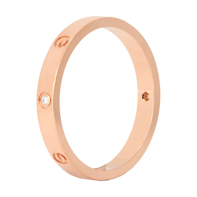 (Women) Cartier 18K Rose Gold Diamond Logo Ring for Women - Gold. B4240500