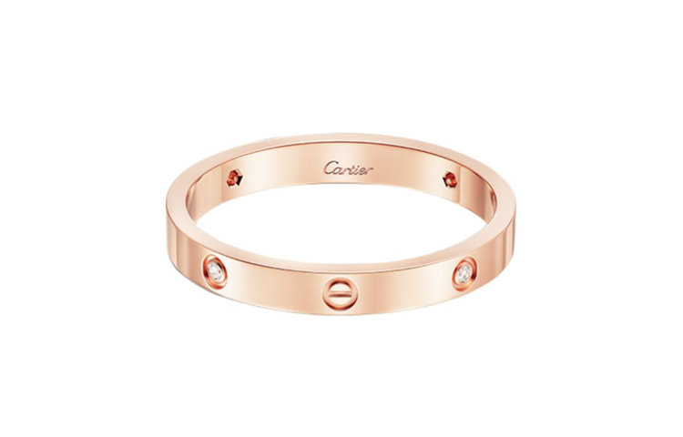 (Women) Cartier 18K Rose Gold Diamond Logo Ring for Women - Gold. B4240500 圖 4