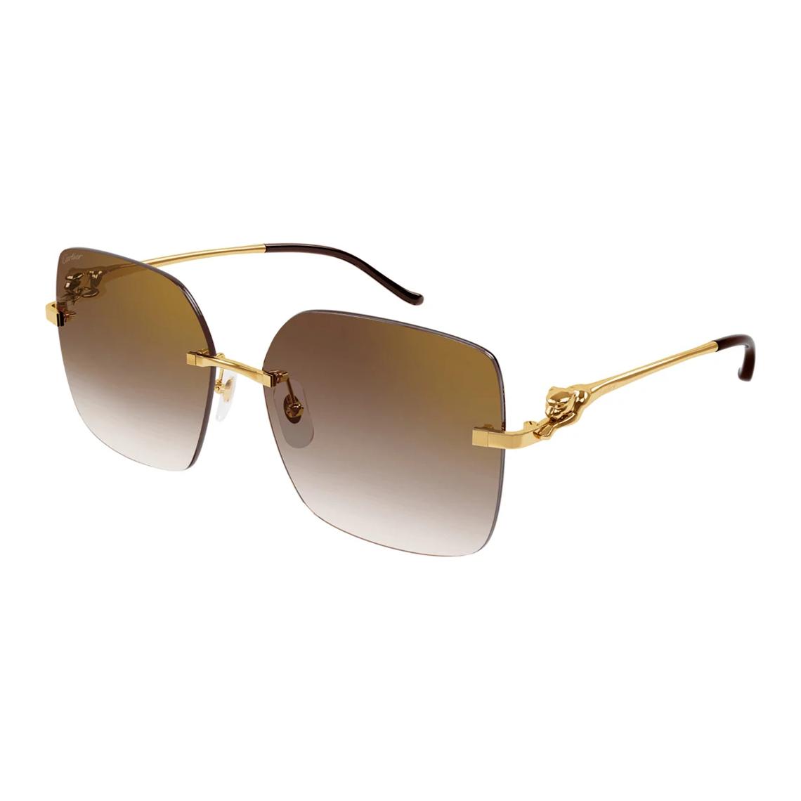 (Women) Cartier  Gold Metal Butterfly Sunglasses with Side Logo. CT0359S002