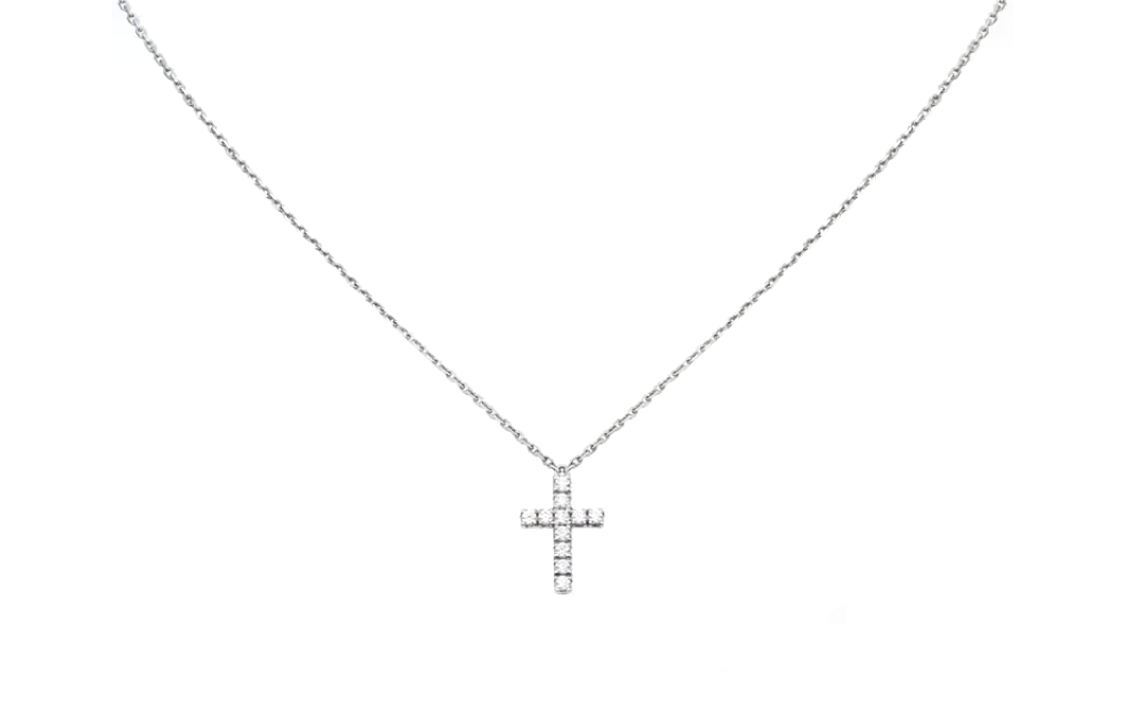 (Women) Cartier Cross Pendant 18K White Gold Necklace  Silver. B7221700 圖 4