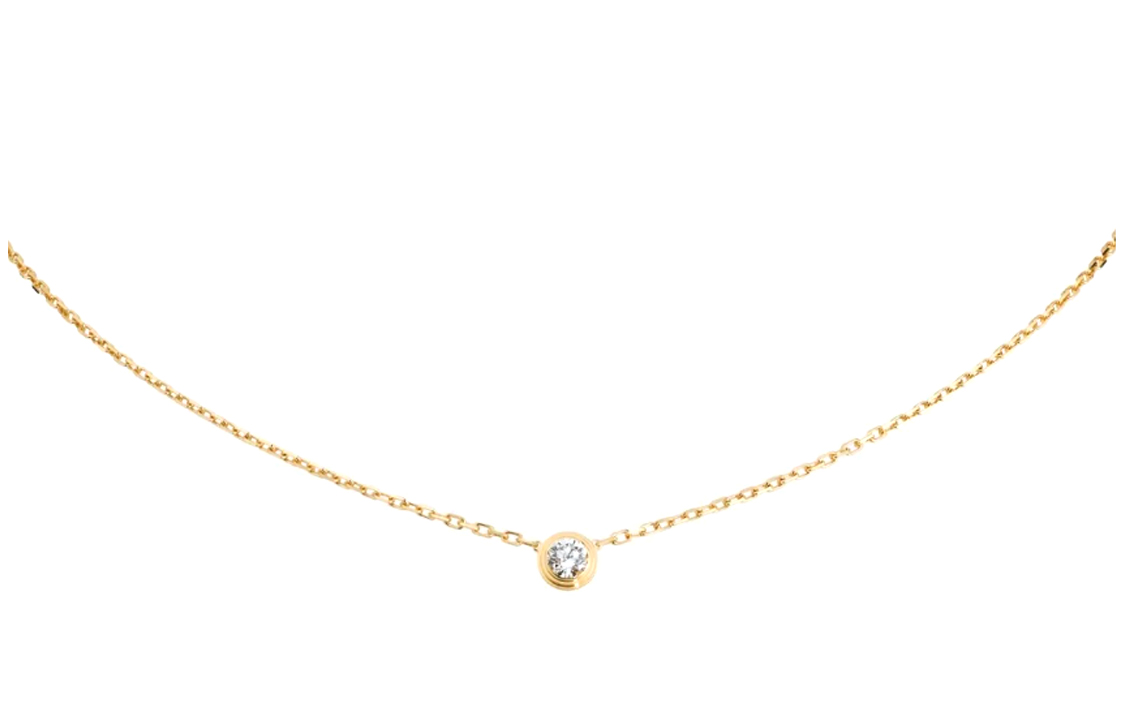 Order (W) 까르띠에 다무르 큰 단일 다이아몬드 18K 골드 여성용 목걸이. B7215500