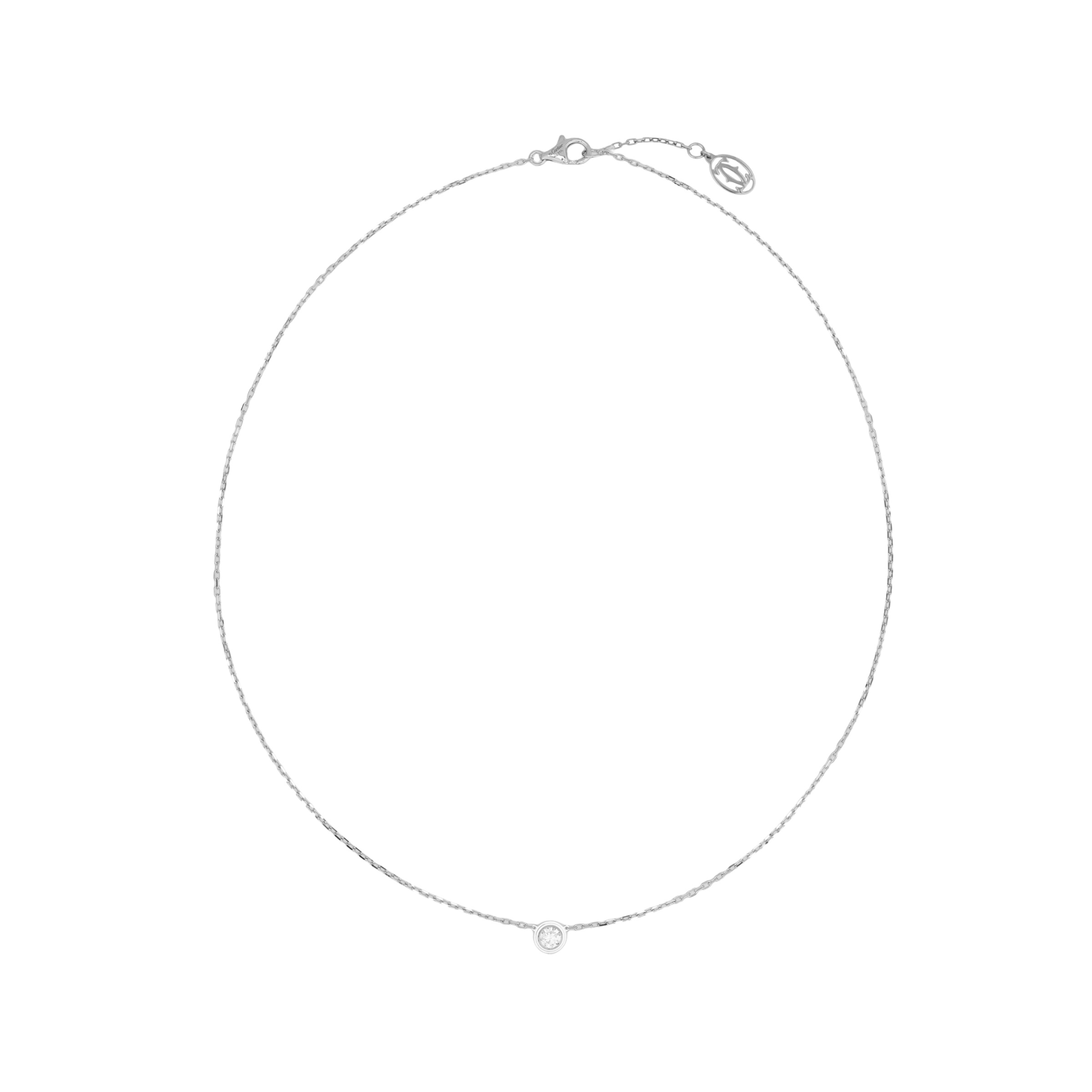 (Women) Cartier Diamants Légers XS 18K White Gold Single Diamond Necklace for Women. B7224515