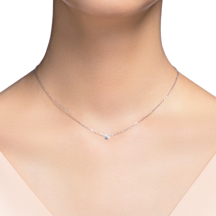 Purchase (W) 까르띠에 디아망 레제 XS 18K 화이트 골드 여성용 싱글 다이아 목걸이. B7224515