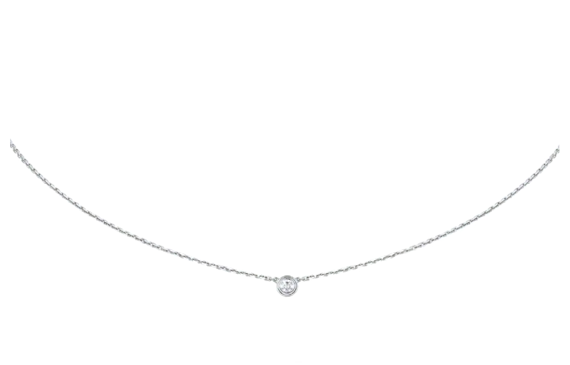 Details for (W) 까르띠에 디아망 레제 XS 18K 화이트 골드 여성용 싱글 다이아 목걸이. B7224515