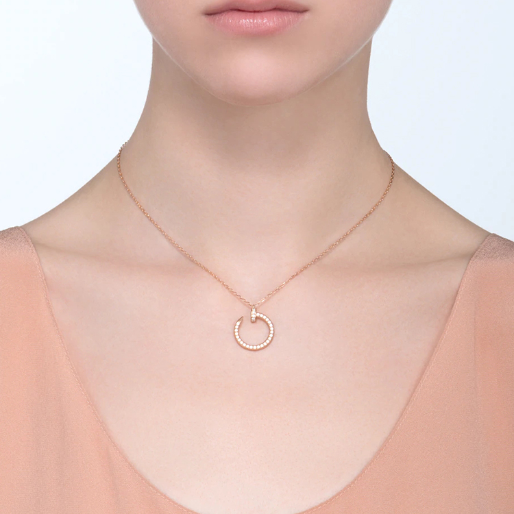 Cheap (W) 까르띠에 저스트 앙 끌루 풀 다이아몬드 18K 로즈 골드 여성용 목걸이. B3047000