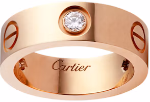 Shop (Women) Cartier LOVE 18K Rose Gold Ring 5.5mm Wide with 3 Diamonds for Women. B4087500