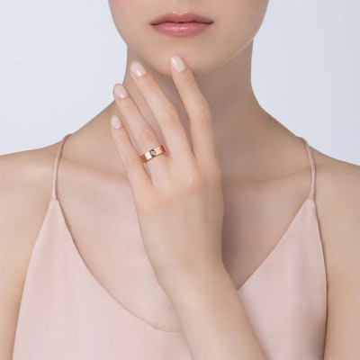 (W) Cartier LOVE 18K玫瑰金戒指5.5mm寬款含3顆鑽石 女款 B4087500 1
