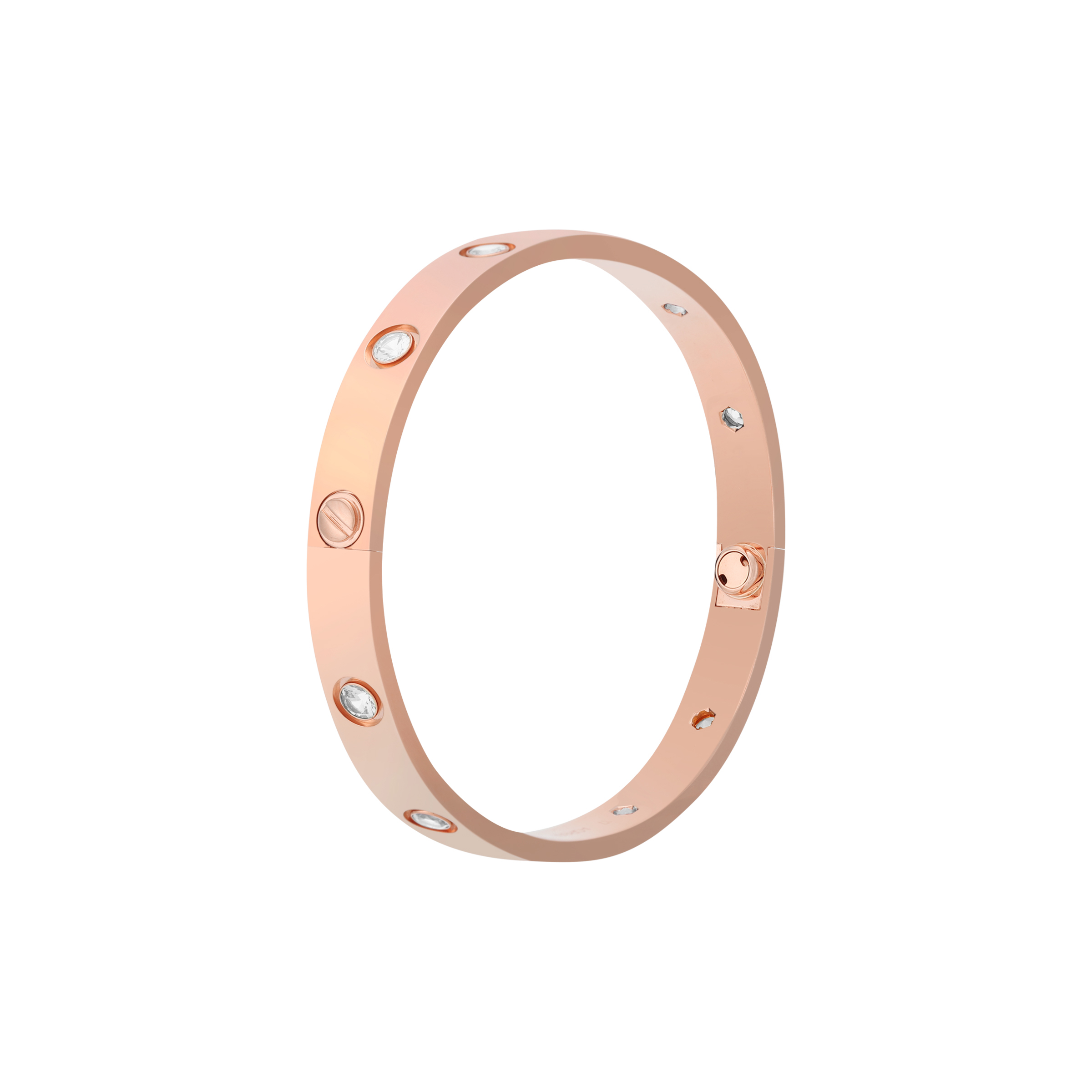 (Women) Cartier LOVE Bracelet 18K Rose Gold with 10 Diamonds Full Circle  Design. B6040617,B6070217