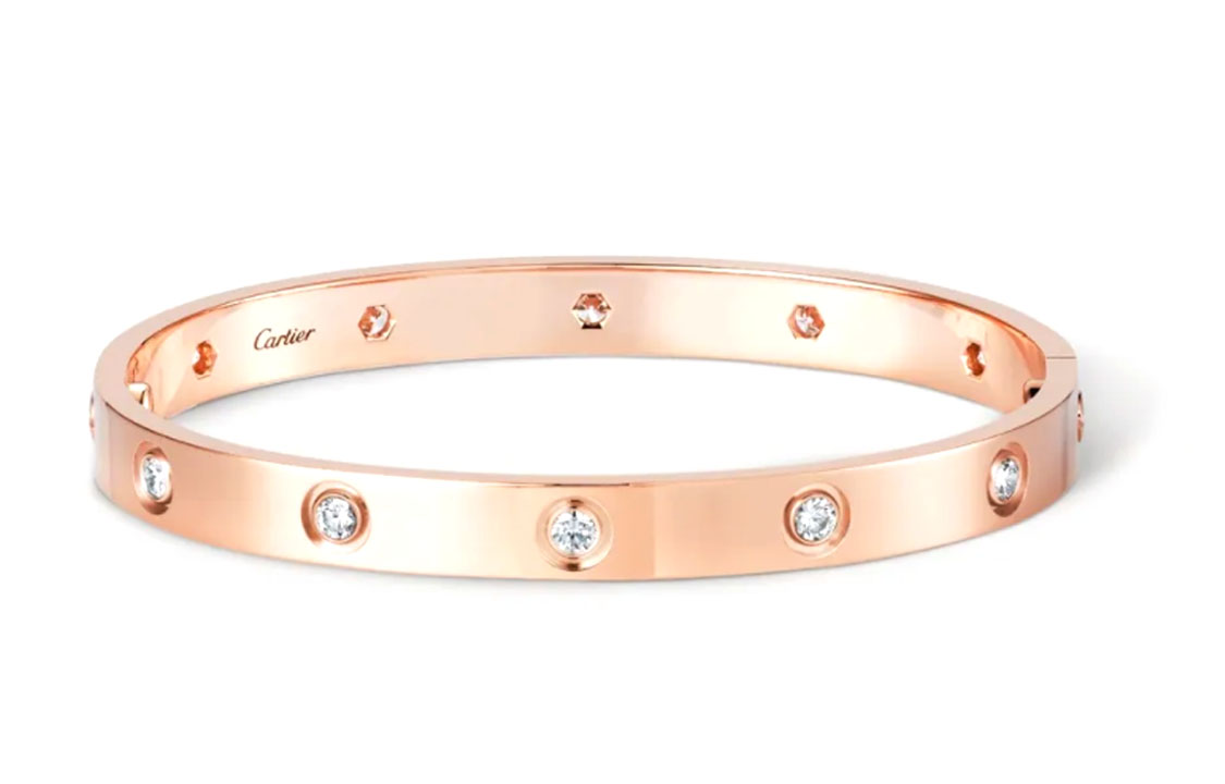 Order (W) 卡地亞LOVE手鐲18K玫瑰金鑲10顆鑽石全圈設計 B6040617,B6070217