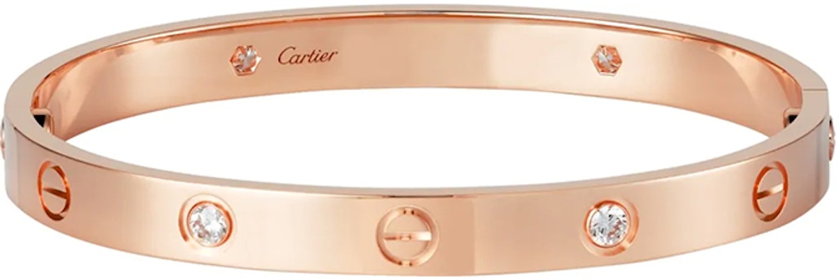 (W) 卡地亞LOVE 18K玫瑰金鑲4顆鑽石手鐲 珠寶 B6036017 Order (W) 卡地亞LOVE 18K玫瑰金鑲4顆鑽石手鐲 珠寶 B6036017