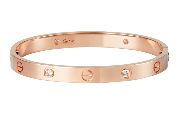 Details for (W) 卡地亞LOVE 18K玫瑰金鑲4顆鑽石手鐲 珠寶 B6036017