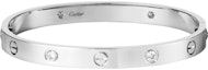 Order (W) Cartier LOVE 手鐲 18K白金四鑽寬版 女款 B6035817