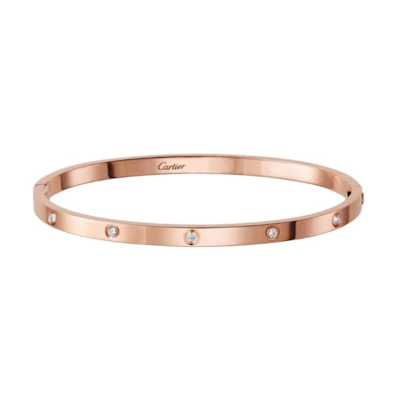 (Women) Cartier Love Bracelet Small 18K Rose Gold 3.65mm 10 Diamonds . B6047917