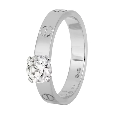 (Women) Cartier Love Diamond Ring 18K White Gold Logo Design Silver Ring N4723700
